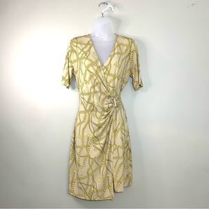 Michael Kors Wrap Dress with Michael Kors Signature Gold Chain Pattern Tan Gold